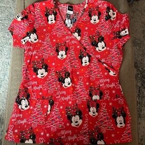 Brand New Mickey Holiday Scrub Top